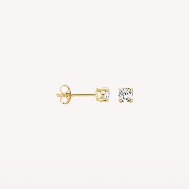 Puces d'oreilles en or 14k avec diamant rond de taille brillant.