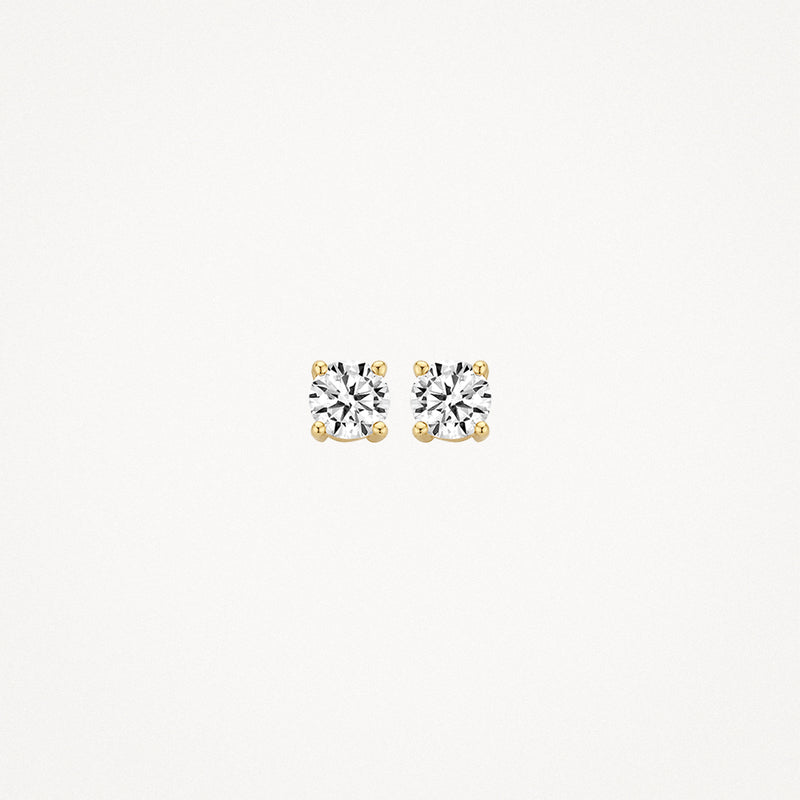 Oorknoppen van 14k geelgoud met ronde fonkelende diamant.