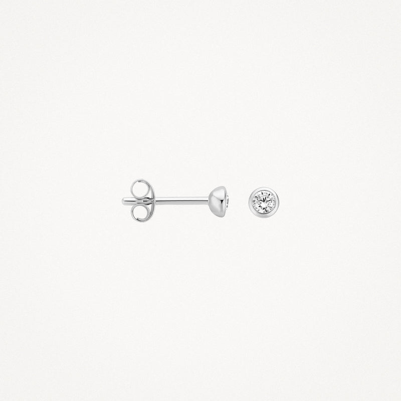 Ohrstecker aus 585er Weißgold mit runder Silberfassung und polierter Oberfläche.