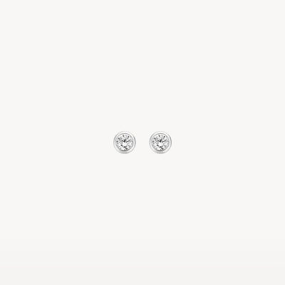 Ohrstecker aus 585er Weißgold mit rundem Diamanten und glatter Lünette.