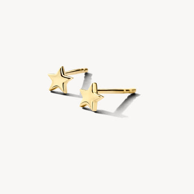 Bicolor oorknoppen met gouden stervorm, 14k goud en witte goud accenten.
