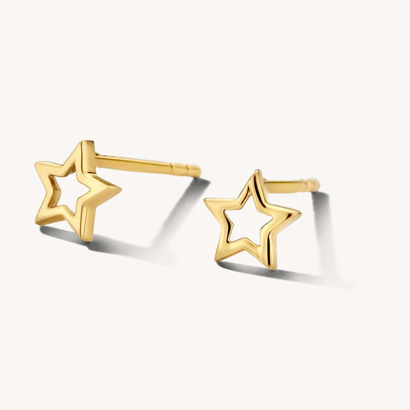 585er Gelbgold-Ohrstecker in Sternform mit offenem Design.
