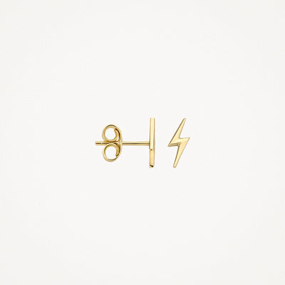 Oorknoppen in 14k geelgoud met bliksemschichtvormige design.