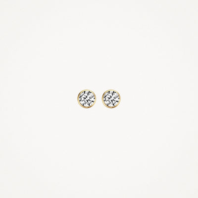 14k yellow gold Earstuds with round Zirconia stones, subtle and shiny.