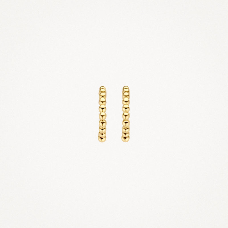 Slanke oorringen van 14k geelgoud met bolvormige schakels.