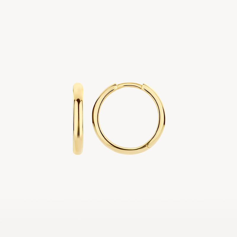 Oorringen van 14k geelgoud, gladde en glanzende afwerking, middelgroot formaat.