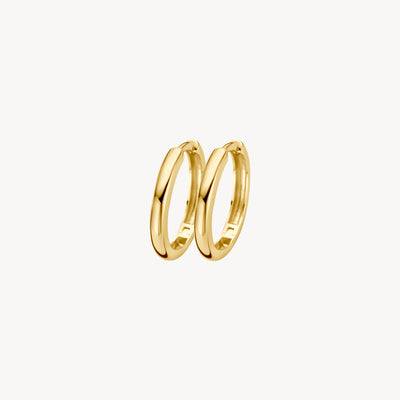 Earrings in 14k yellow gold with smooth, light shine and round shape.