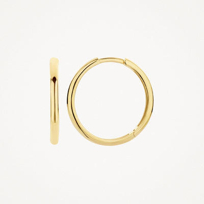 Oorringen van 14k geelgoud, glad en rond, smal ontwerp.