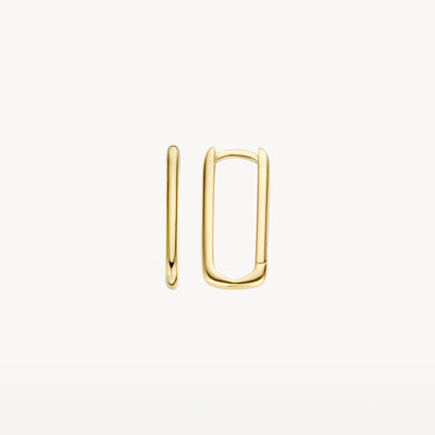Oorringen van 14k geel goud met slanke, rechthoekige vorm.