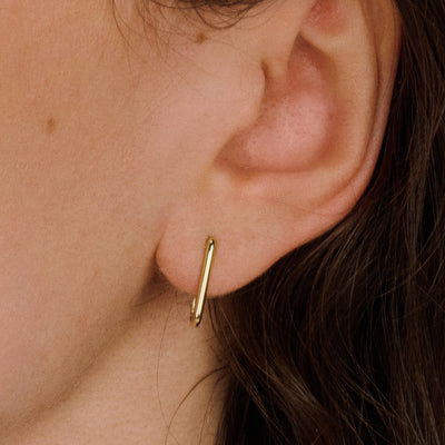 14ct Gold Minimalist Rechtangle Hoop Earrings