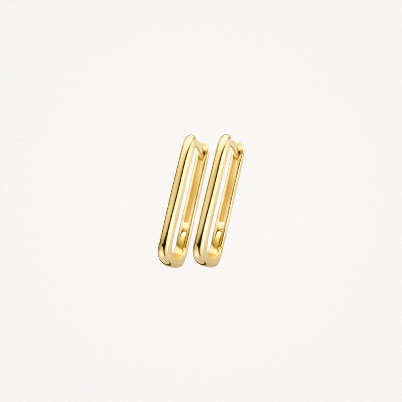 Oorringen van 14k geel goud met gebogen rechthoekig design.