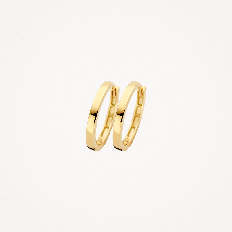 Anneaux d'oreilles ronds en or jaune 14k avec finition brillante et Fermeture clic.