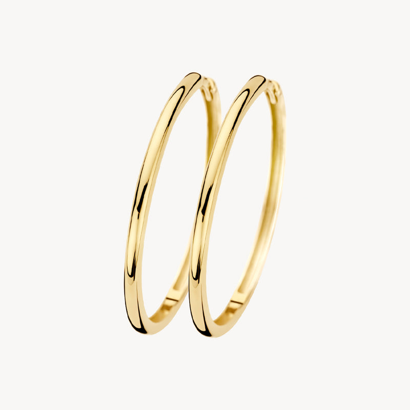 Oorringen van 14k geel goud met gladde, glanzende afwerking.