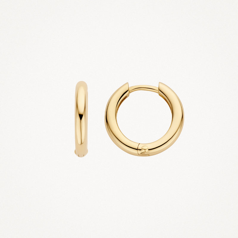 Oorringen 14k Goud ronde gladde afwerking, kleine maat.