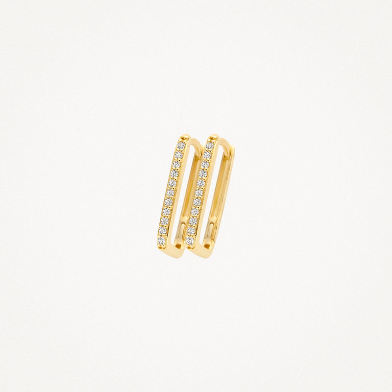 Ohrringe aus 585er Gelbgold mit einer Reihe Zirkonias und glänzender Oberfläche.