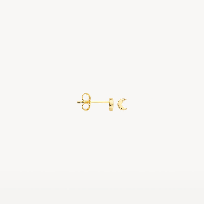 14k geel goud oorknop met eenvoudige ronde vorm en glad oppervlak.