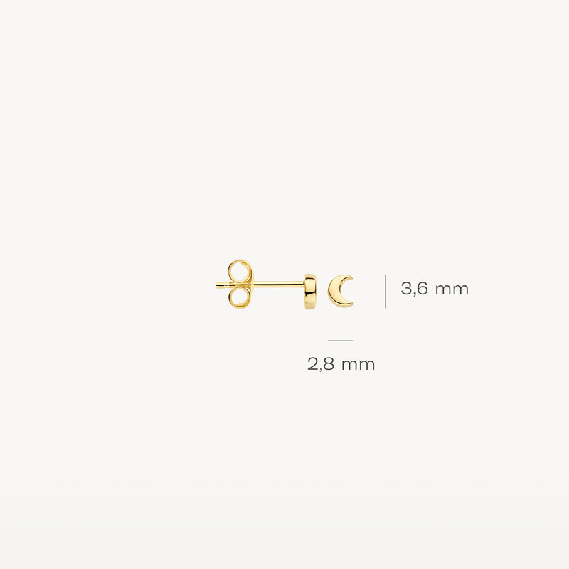Oorknopjes van 14k geel goud, kleine ronde vorm, 3,6 mm diameter, 2,8 mm dikte.