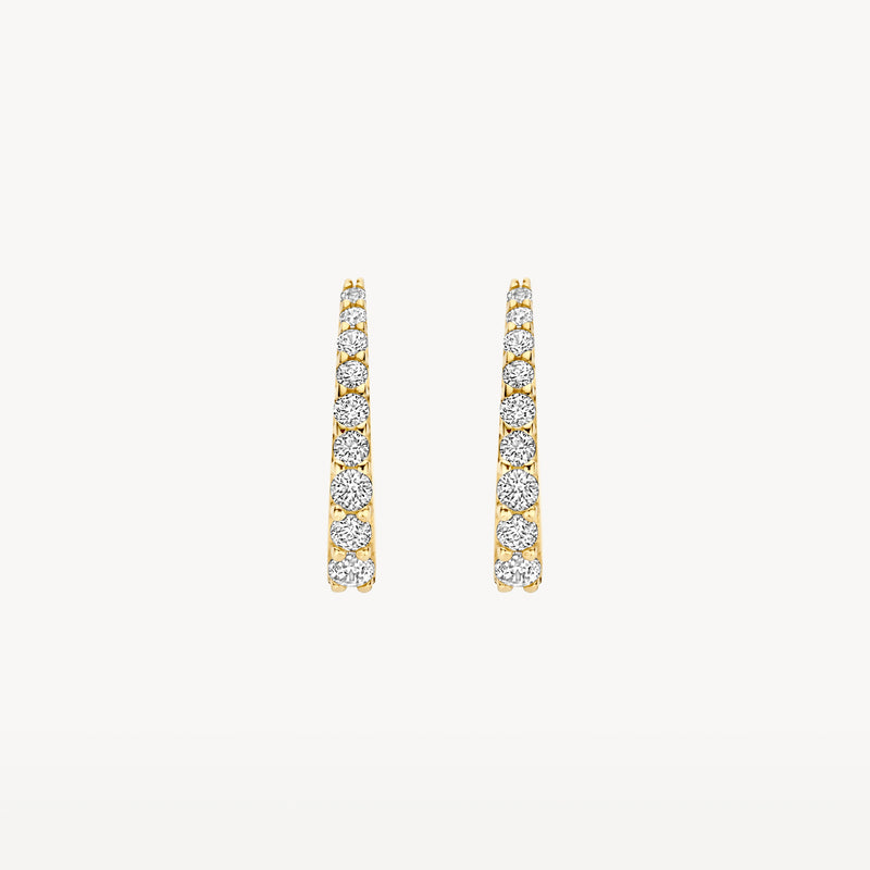 Anneaux d'oreilles en or jaune 14k avec rangée de Zircone en rang étroit.