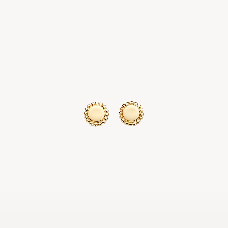 Puces d'oreilles en or jaune 14k avec bordure boule en or bicolore.