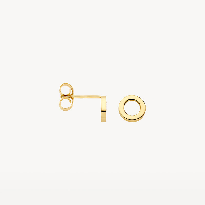 Oorknoppen van 14k geelgoud in open cirkelvorm met glad oppervlak.