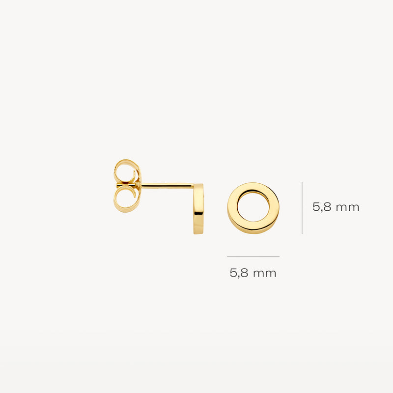 Oorknopjes van 14k geelgoud met open cirkelmotief van 5,8 mm diameter.
