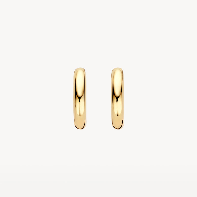 Oorringen van 14k geel goud met glanzende, gladde afwerking.