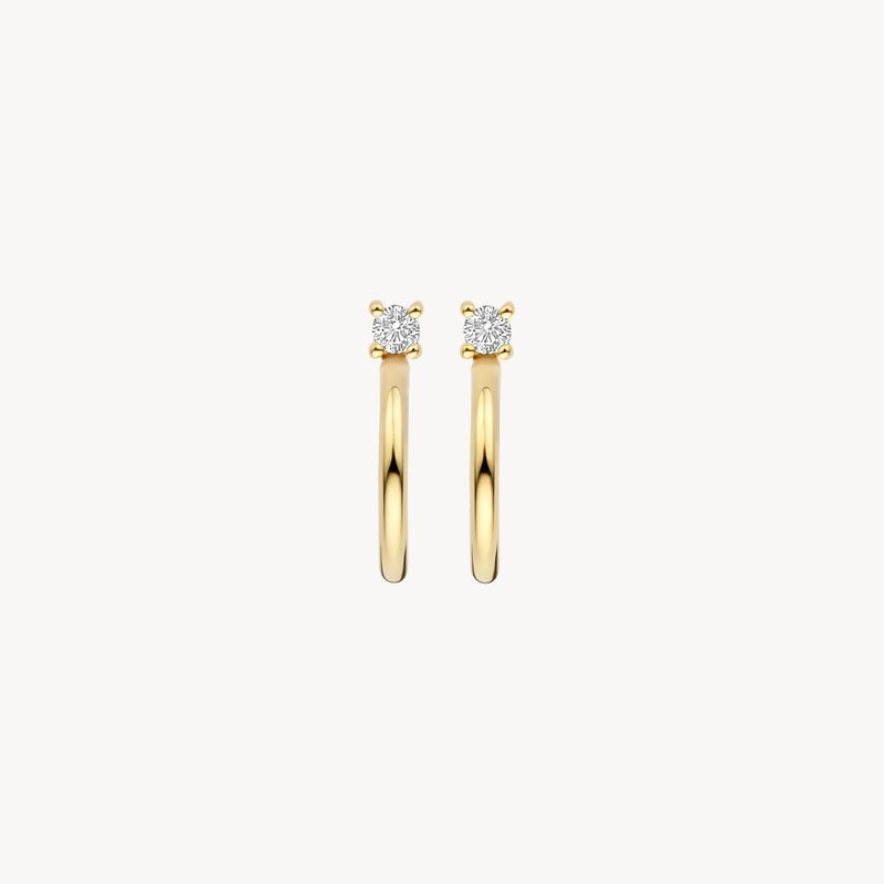 Ohrringe aus 585er Gold mit rundem Zirkonia an der Spitze.