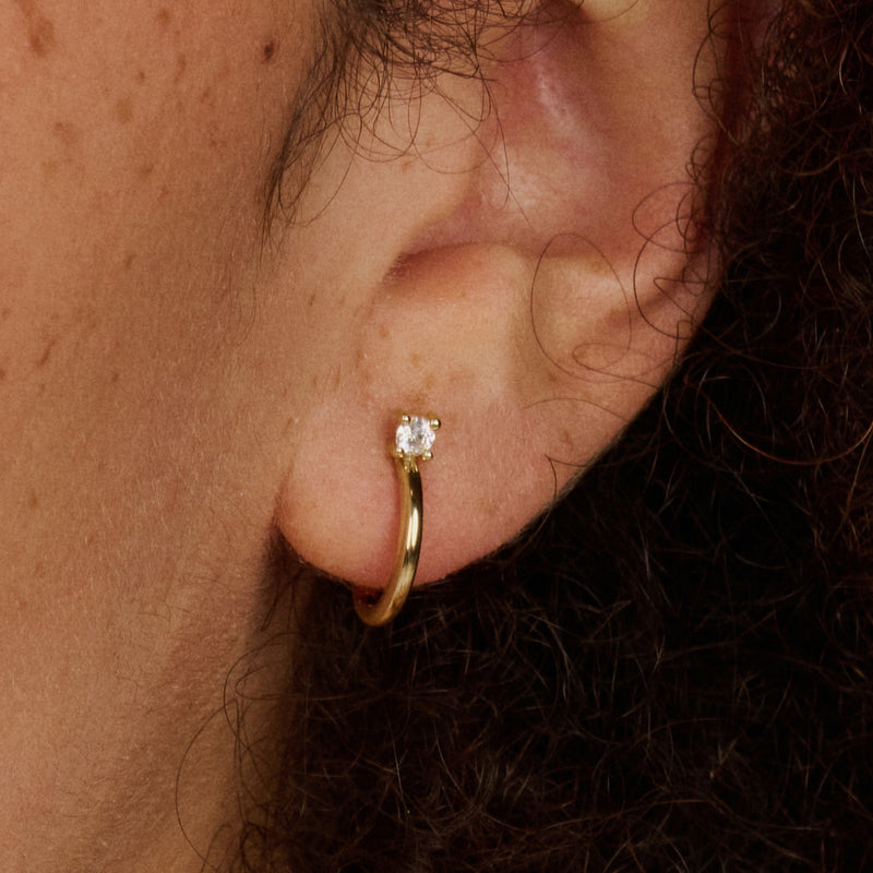 Creolen aus 585er Gold mit Solitär-Zirkonia 14,6 mm