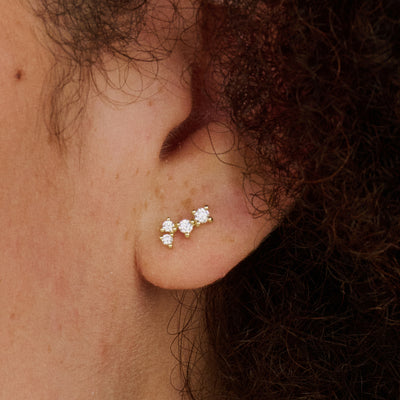 14ct Gold Zirconia Pave Cluster Stud Earrings