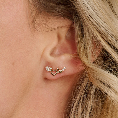 14ct Gold Heart Zirconia Stud Earrings