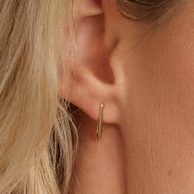 14ct Yellow Gold Rectangular Hoop Earrings