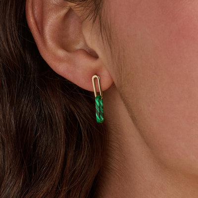 Boucles d'oreilles 7394YMA - Or 14k avec Malachit
