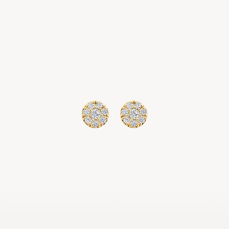 Oorknopjes met zirkonia in ronde pavé zetting 14k goud