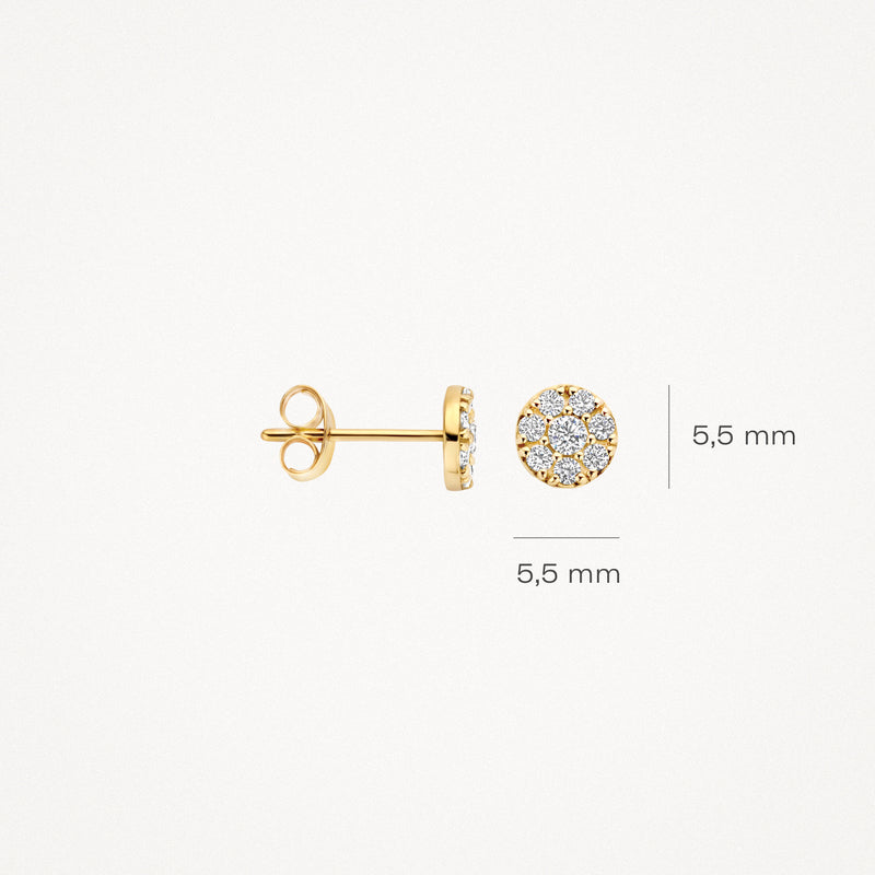 Oorknopjes met zirkonia in ronde pavé zetting 14k goud