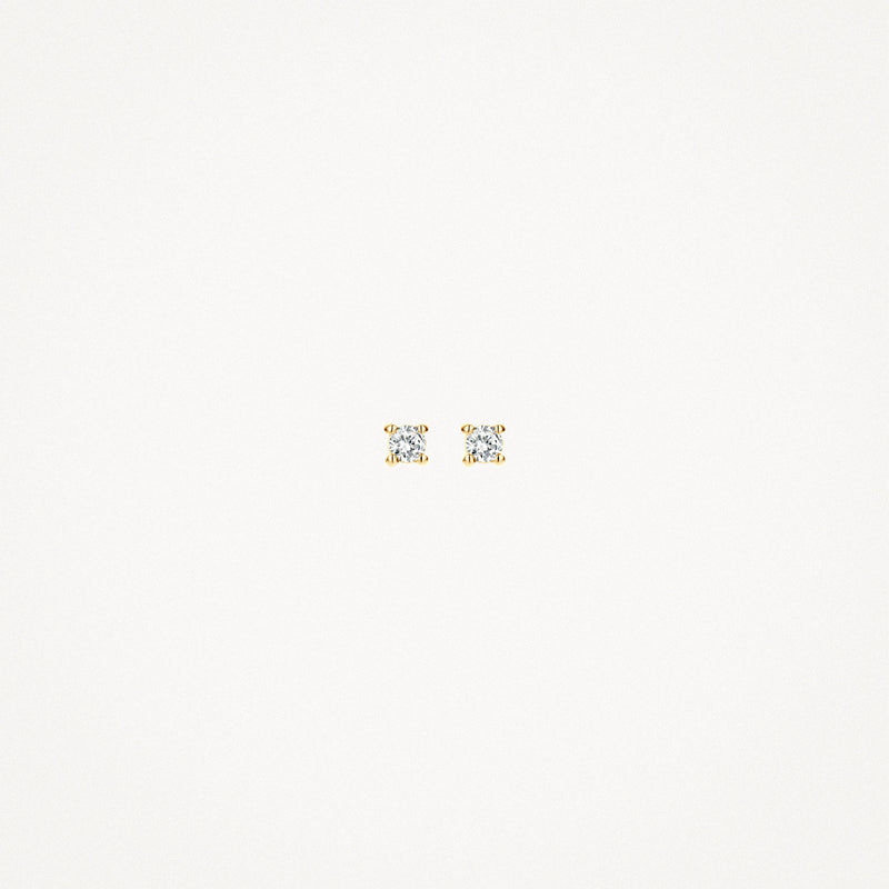 14k geel goud oorknoppen met ronde schitterende diamanten insluiting.