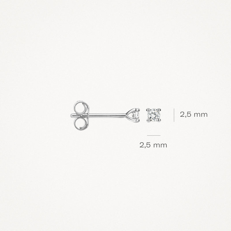 14k wit gouden oorknop met 2,5 mm ronde natuurlijke diamant.