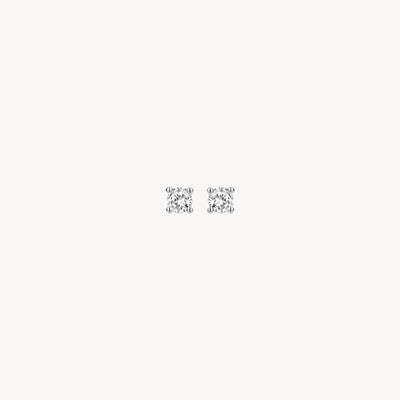 14k wit goud oorknoppen met fonkelende natuurlijke diamanten in vierkante vorm.