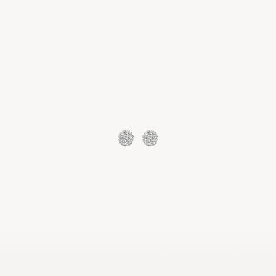 14k wit gouden oorknoppen met fonkelende natuurlijke diamanten, ronde vorm.