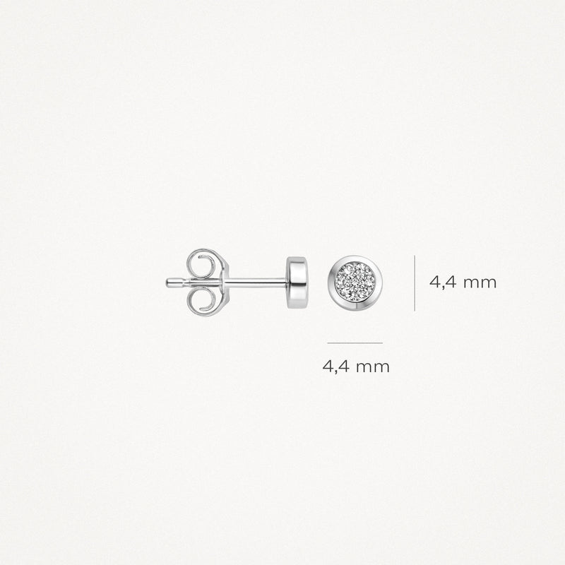 14k wit gouden oorknoppen met ronde natuurlijke diamant van 4,4 mm diameter.