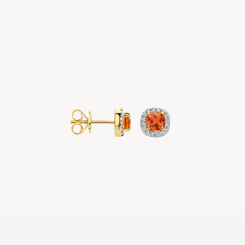 Oorknoppen 7629YDC - 14k Geelgoud met diamant en citrine