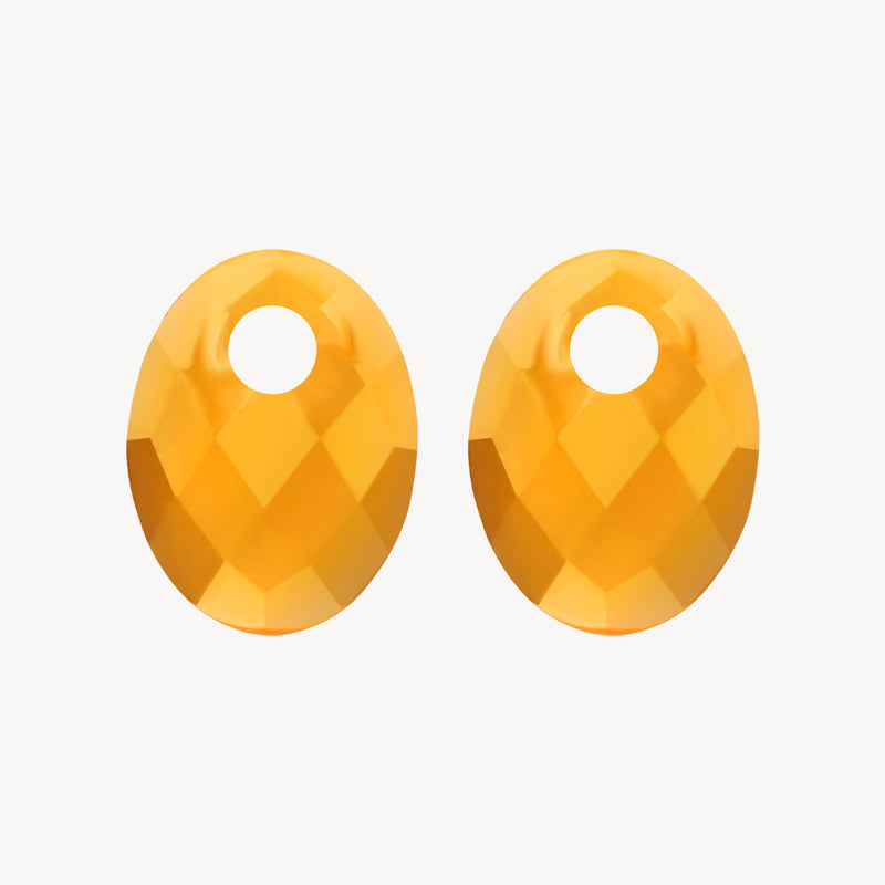 Facetrand citrien hanger met ronde uitsparing in 14k goud.