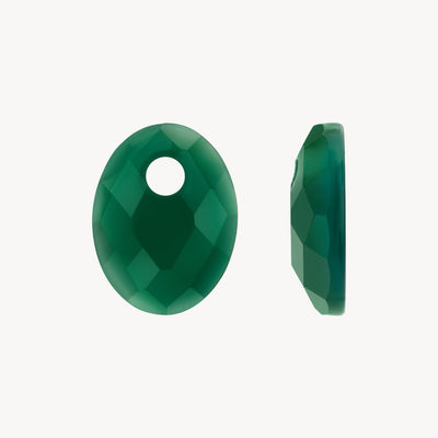 Groene agaat hanger met facetten en gat, geschikt voor 14k goud sieraden  .