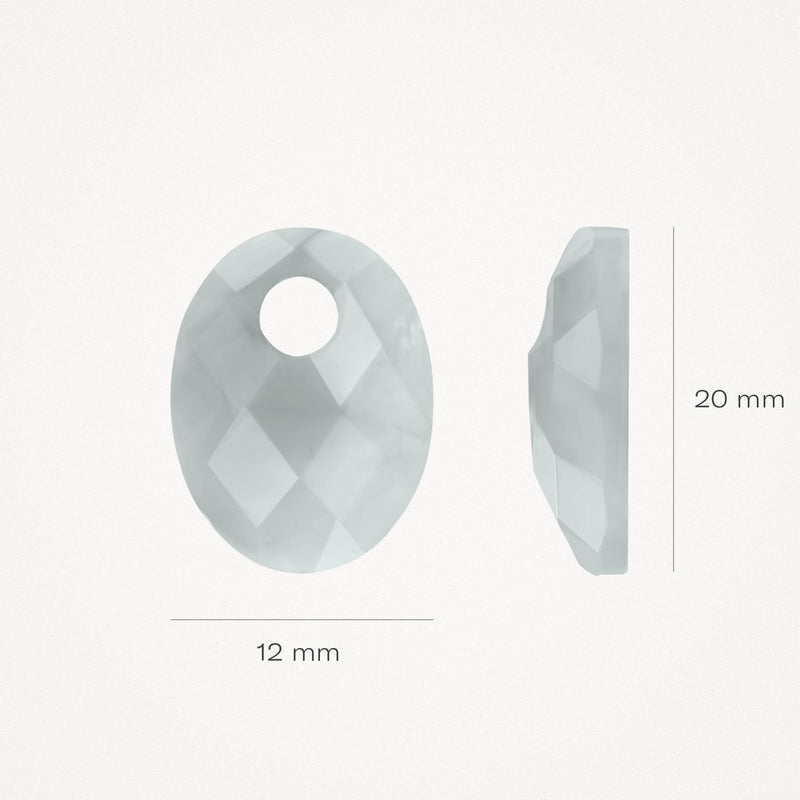 Grijze Agaat oorbedel met facetgeslepen oppervlak, 12x20 mm, 14k Goud verstelring  .