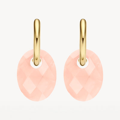 Oorbellen met facetten rozenkwarts en glanzend 14k goud ooghaakjes.