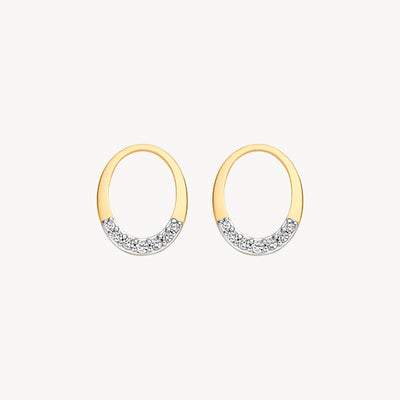 Ovale Ohrringe aus 585er Gelbgold mit Zirkonia am Boden.
