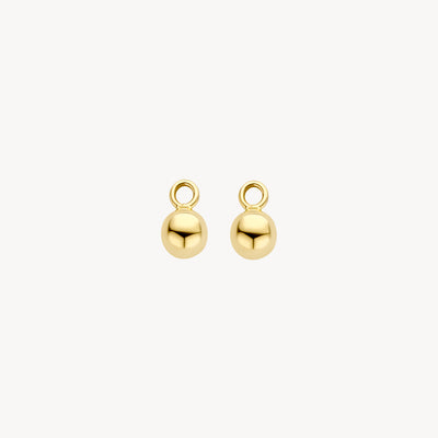 Gouden oorbedels van 14k geelgoud met ronde bolvorm en oogje.