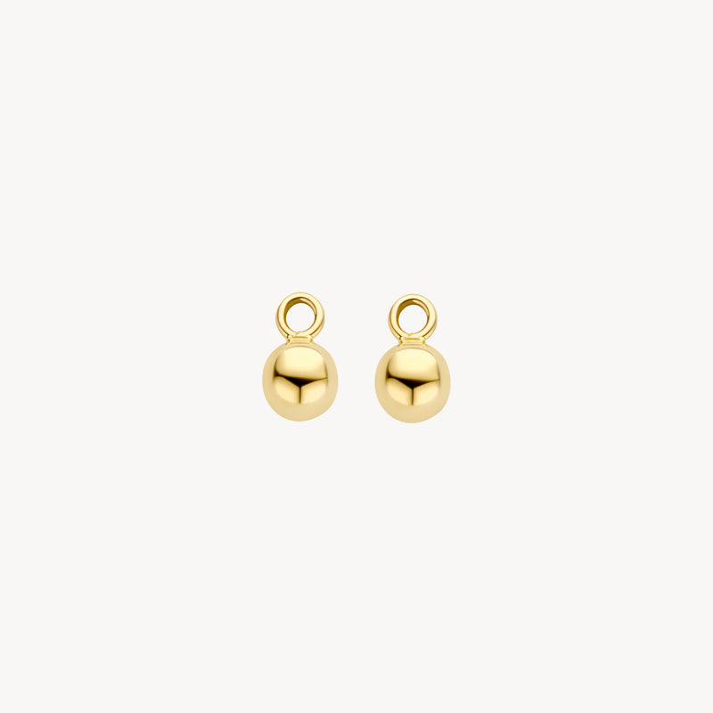 Gouden oorbedels van 14k geelgoud met ronde bolvorm en oogje.