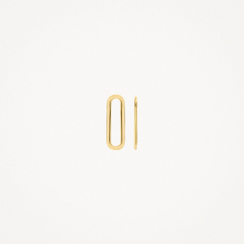 Oorbedels 9063YGO in 14k geelgoud met langwerpige ovale vorm, glad oppervlak, dun profiel.