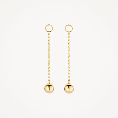 Oorbedels 9082YGO in 14k geelgoud met fijne schakels en bolvormige hanger.