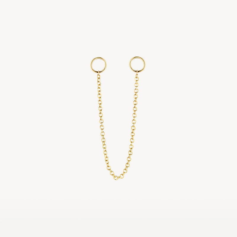 14k geelgouden fijne schakels ketting met ronde oorbedels.